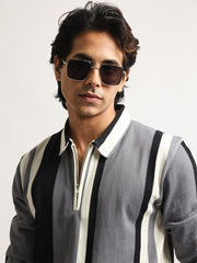 High Street Cream, Grey Full Sleeve Polo T-Shirt