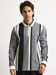High Street Cream, Grey Full Sleeve Polo T-Shirt