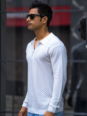 Imperial White Full Sleeve Polo T-Shirt