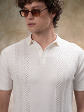 Snowpeak Half White Half Sleeve Polo T-Shirt