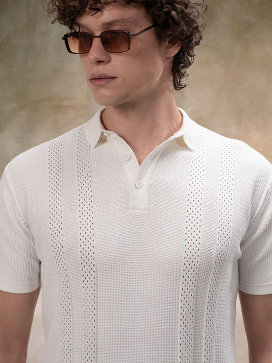 Snowpeak Half White Half Sleeve Polo T-Shirt