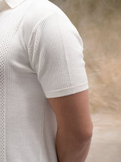 Snowpeak Half White Half Sleeve Polo T-Shirt