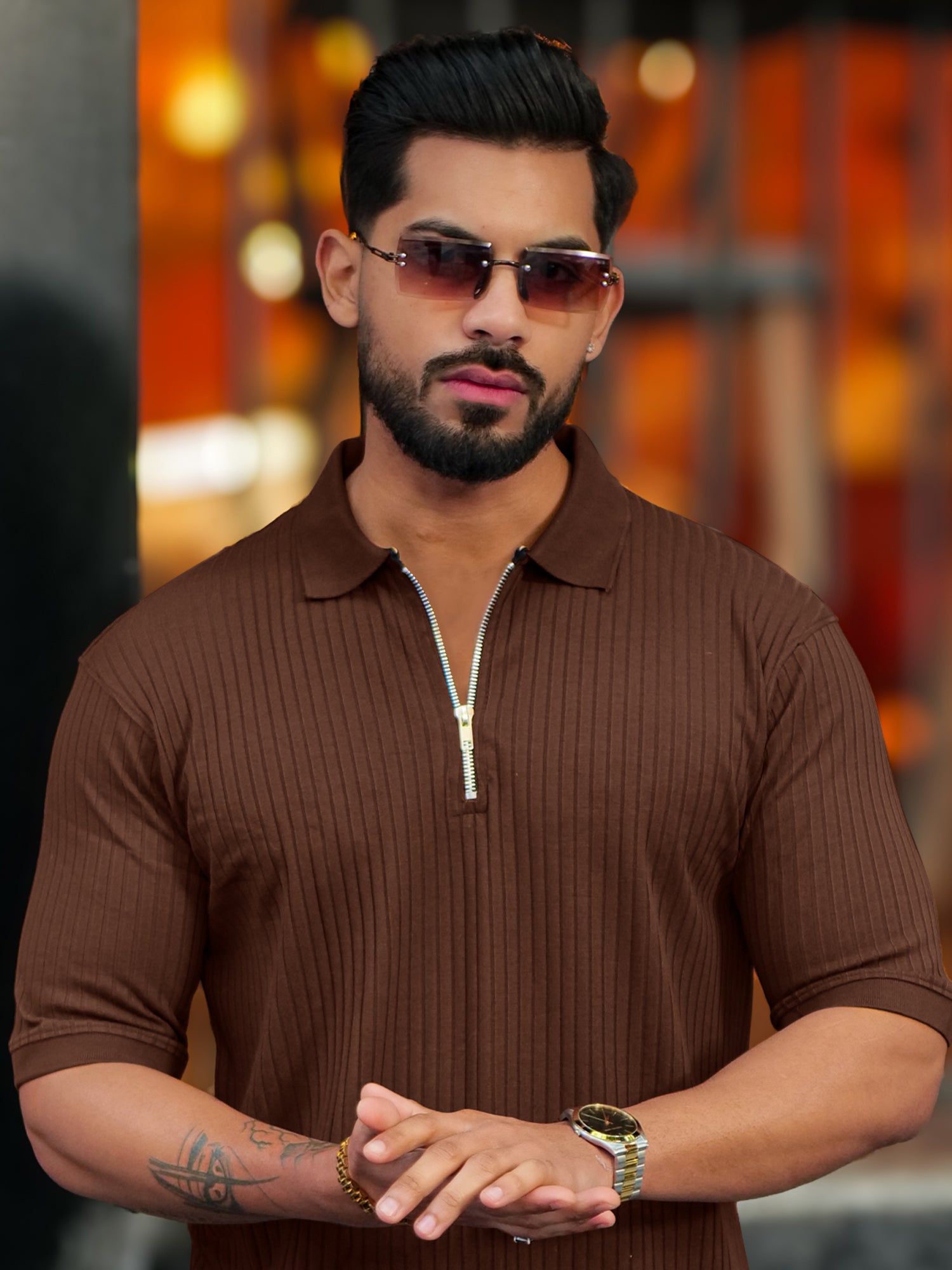 DropKnit Brown Polo T-Shirt