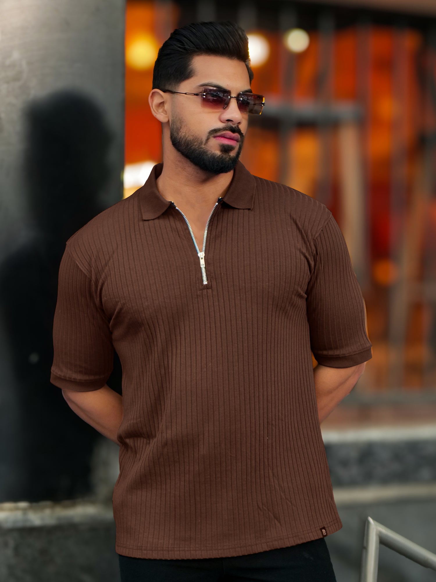 DropKnit Brown Polo T-Shirt