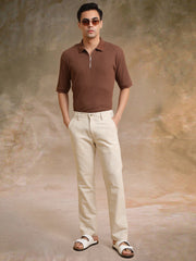 DropKnit Brown Polo Half Sleeve T-Shirt