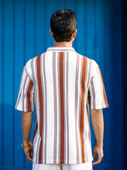 Barcode Half Zipper Brown Polo T-Shirt