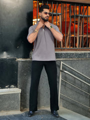 DropKnit Light Grey Polo Half Sleeve T-Shirt