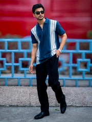 Knitridge Navy Half Sleeve Polo T-Shirt