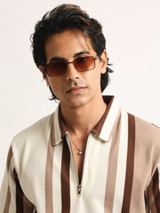 High Street Cream, Brown Half Sleeve Polo T-Shirt