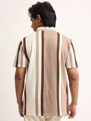 High Street Cream, Brown Half Sleeve Polo T-Shirt