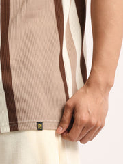 High Street Cream, Brown Half Sleeve Polo T-Shirt