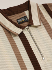 High Street Cream, Brown Half Sleeve Polo T-Shirt