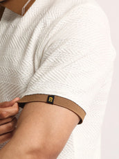 Elite White, Brown Half Sleeve Polo T-Shirt