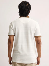 Elite White, Brown Half Sleeve Polo T-Shirt