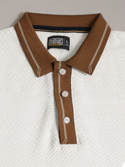 Elite White, Brown Half Sleeve Polo T-Shirt