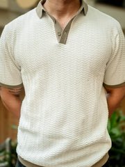 Wave Faltknit White Green Polo T-Shirt