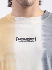 Tie & Dyed Mustard Cream Half Sleeve Tshirt