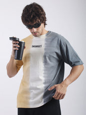 Tie & Dyed Mustard Cream Half Sleeve Tshirt