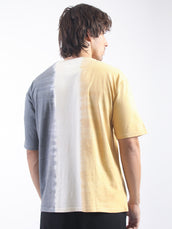 Tie & Dyed Mustard Cream Half Sleeve Tshirt