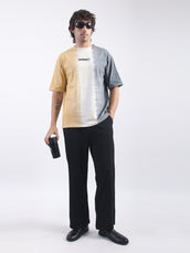Tie & Dyed Mustard Cream Half Sleeve Tshirt