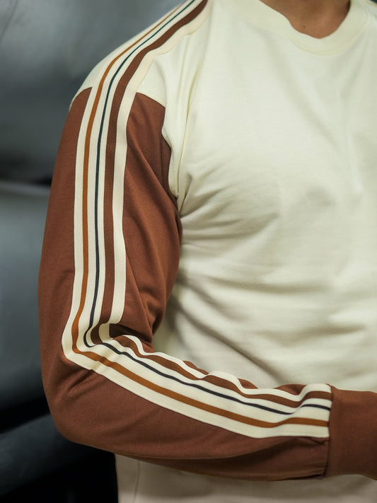 Tri-Color Cream Full Sleeve Tshirt