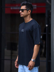 Silicon Patch Black Half Sleeve T-Shirt