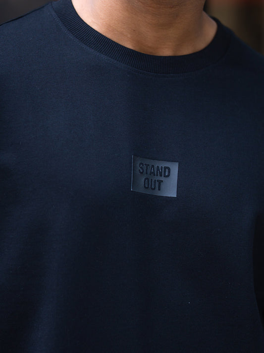 Silicon Patch Black Half Sleeve T-Shirt