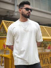 Brush stroke Half White Half Sleeve Tshirt