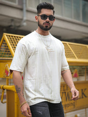 Brush stroke Half White Half Sleeve Tshirt