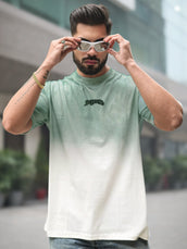Ombre Effect HalfWhite Half Sleeve T-Shirt