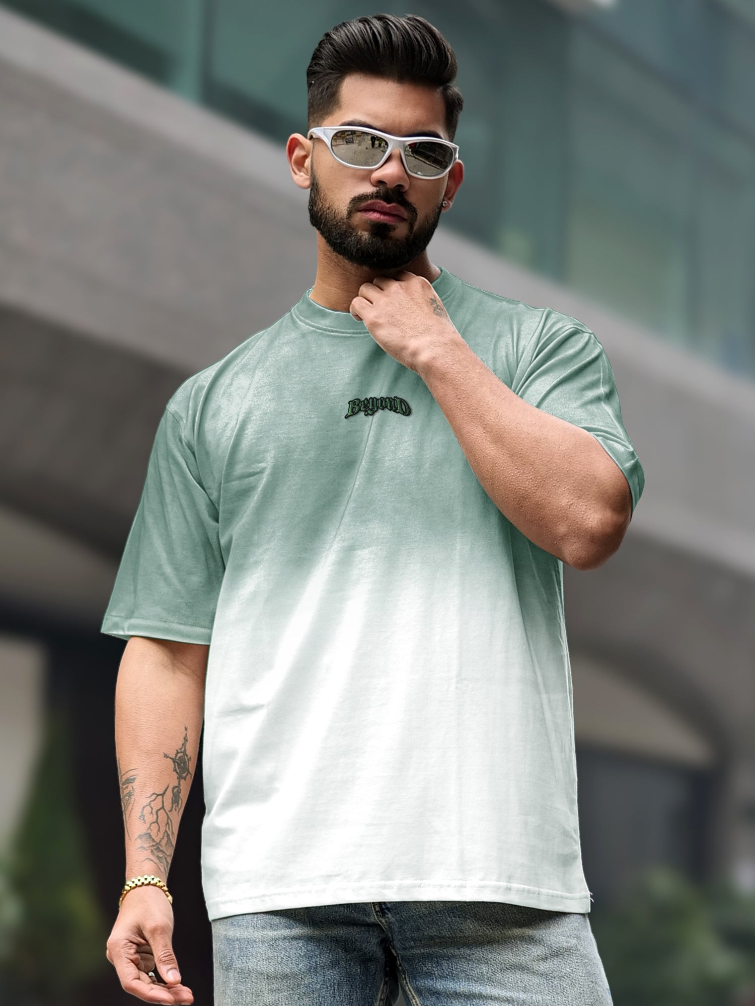 Ombre Effect HalfWhite T-Shirt