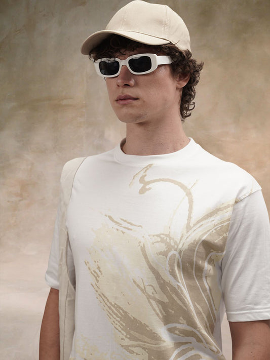 Nature Noise Half Sleeve White T-Shirt