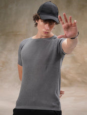 Interloop Flatknit Grey Half Sleeve T-Shirt