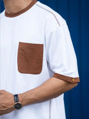 Solid White, Brown Co-Ords Set