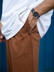 Solid White, Brown Co-Ords Set