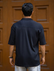 Utility Pocket Black Half Sleeve Shirt