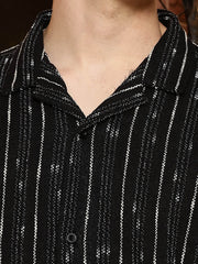 Drip Lines Black Half Sleeve Shirt