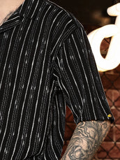 Drip Lines Black Half Sleeve Shirt