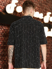 Drip Lines Black Half Sleeve Shirt