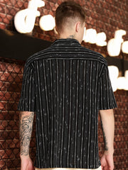 Drip Lines Black Half Sleeve Shirt