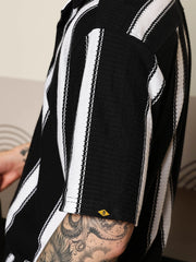 Miami Stripe Black Shirt