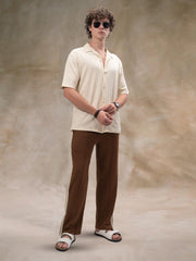 Marble Grid Cream Half Sleeve Shirt