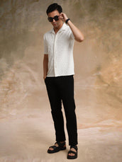 Puff Terry Cream Half Sleeve Shirt