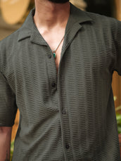 Matrix Knit Dark Grey Half Sleeve Shirt
