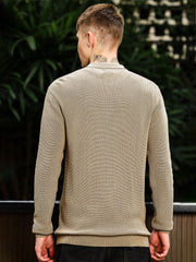 InterLoop Beige Full Sleeve Polo Sweater