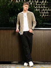 InterLoop Beige Full Sleeve Polo Sweater
