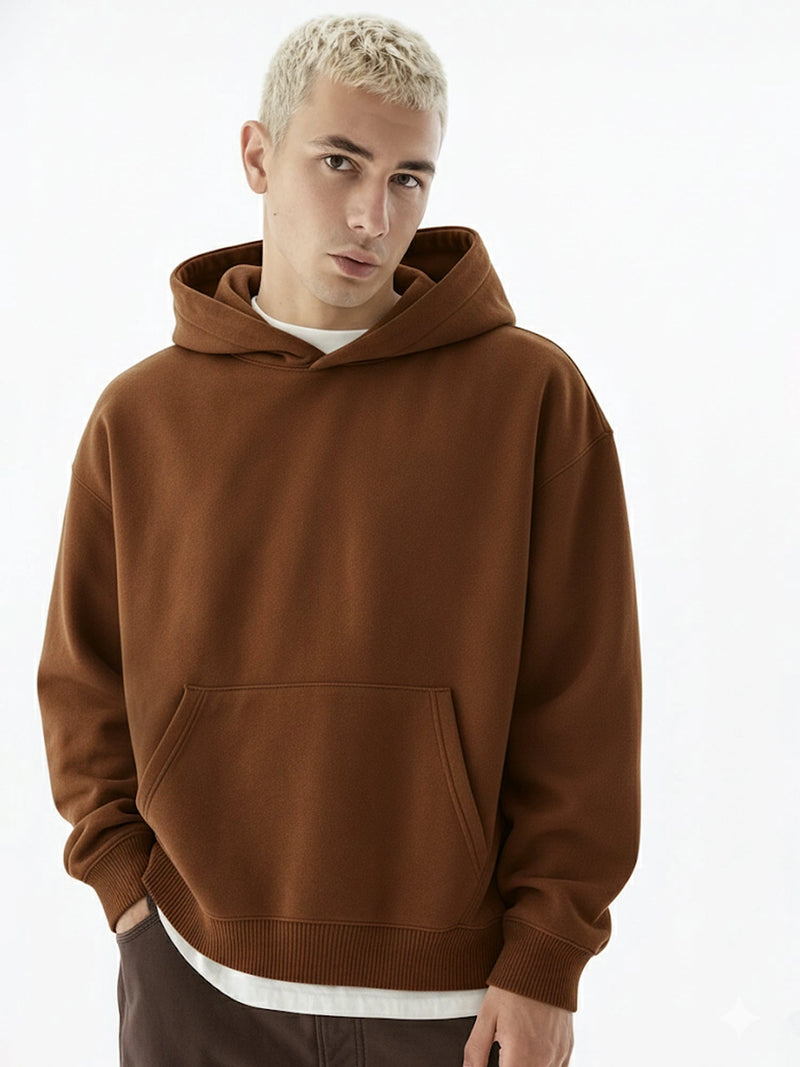 Cozy Cut  Pull Over Brown Full Sleeve Sweatshirt