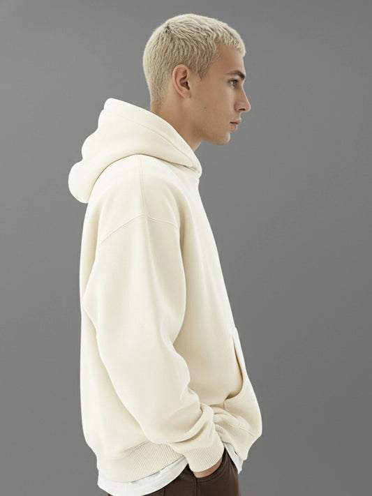 Cozy Cut  Pull Over Cream Full Sleeve Sweatshirt