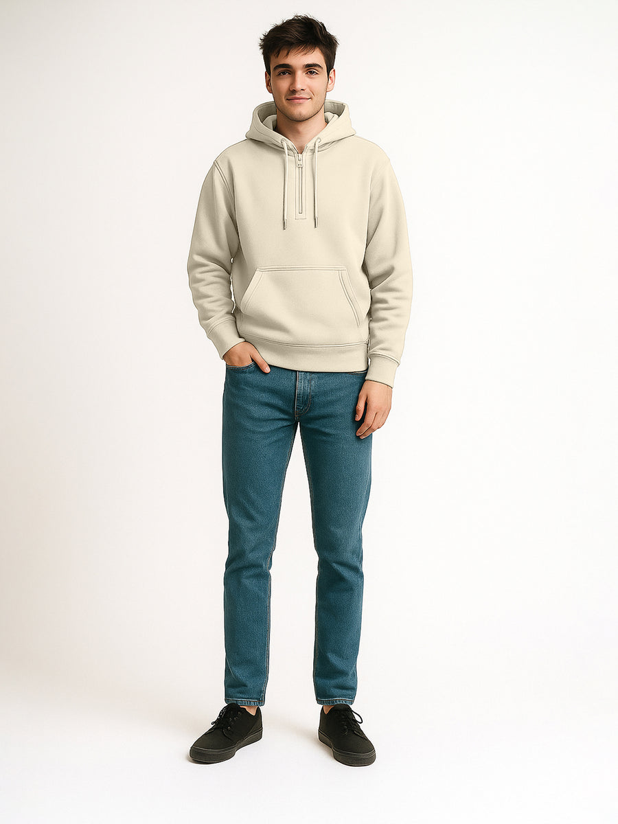 Cozy Cut Zipper Hoodie Full Sleeve Biscuit Sweatshirt