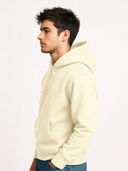 Cozy Cut Zipper Hoodie Full Sleeve Cream Sweatshirt
